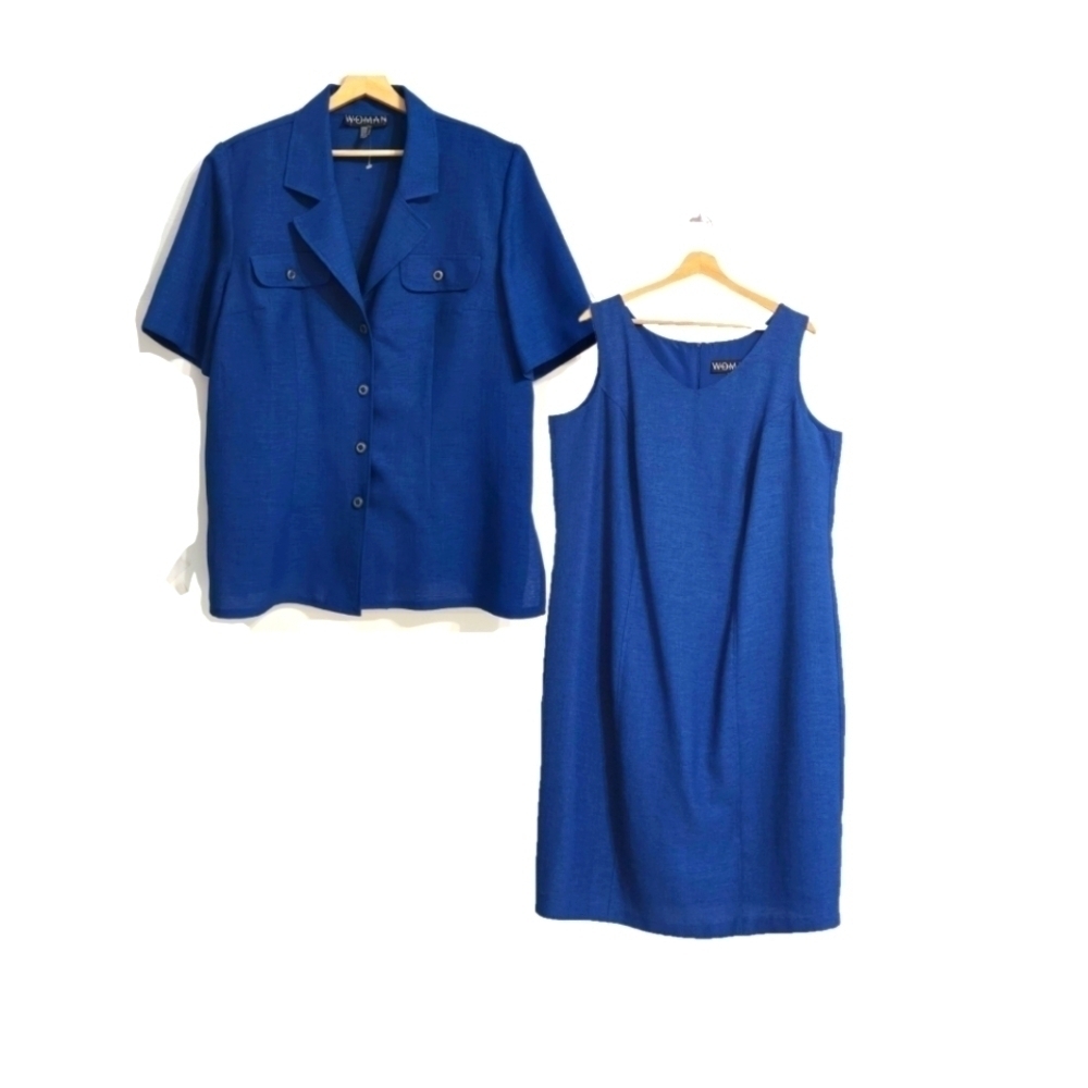 Vintage Woman Sophisticate 2-Piece Blue Dress Suits US 18